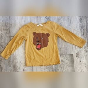 H&M Mustard Bear Print Long Sleeve Tee